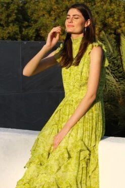 Varun Bahl Pret Lime Green Ruffle Dress -Echoo Clothing Shop vb pr2 lk21 d35 5