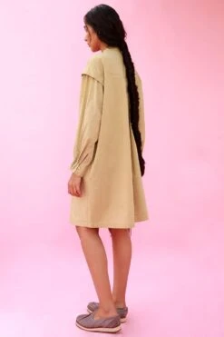 Antar-Agni Champagne Gathered Yoke Dress -Echoo Clothing Shop wdr707 4