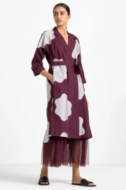 Three Wine Coloured Jacket & Slip Dress Set