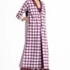Three Checkered Jacket & Wine Maxi Dress Set 2 Three Checkered Jacket & Wine Maxi Dress Set -Echoo Clothing Shop wf21 set015 1