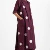 Three Wine Dress & Polka Dotted Jacket Set 1 Three Wine Dress & Polka Dotted Jacket Set -Echoo Clothing Shop wf21 set02 1