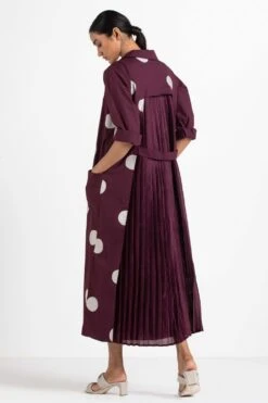 Three Wine Dress & Polka Dotted Jacket Set -Echoo Clothing Shop wf21 set02 4