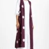 Three White Maxi Dress & Wine Polka Dotted Jacket Set