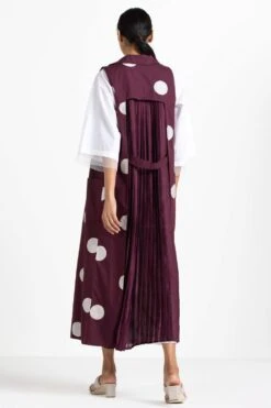 Three White Maxi Dress & Wine Polka Dotted Jacket Set -Echoo Clothing Shop wf21 set03 3