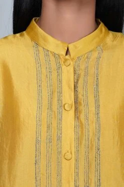 YAVI Yellow Silk Embroidered Dress -Echoo Clothing Shop yc4t 19l 3