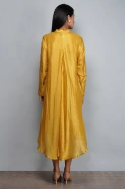 YAVI Yellow Silk Embroidered Dress -Echoo Clothing Shop yc4t 19l 4